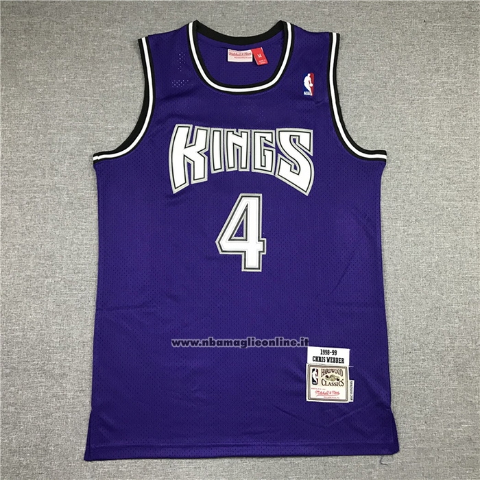 Maglia Sacramento Kings Chris Webber #4 Mitchell & Ness 1998-99 Nero